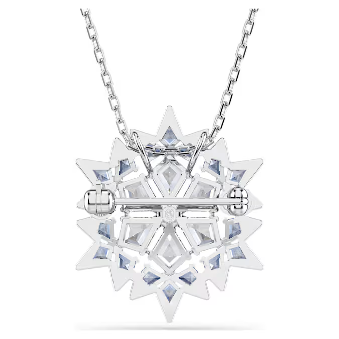 Magic pendant and brooch Snowflake, Blue, Rhodium plated