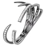 The Vienna Collection bangle Feather, White, Ruthenium plated