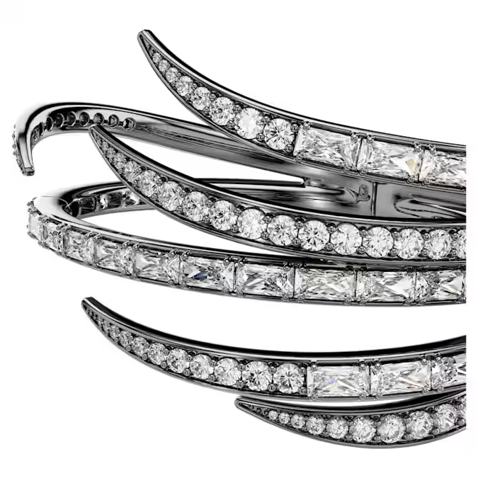 The Vienna Collection bangle Feather, White, Ruthenium plated
