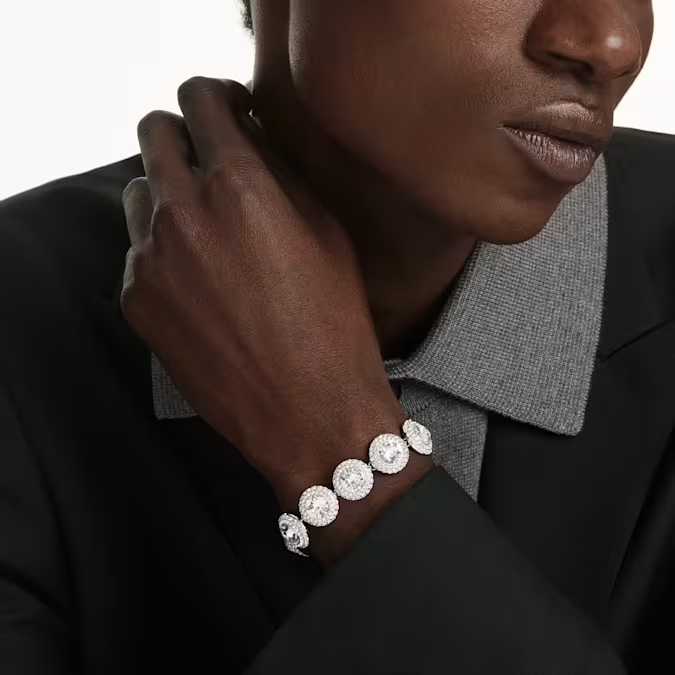 Una Angelic bracelet White, Rhodium plated