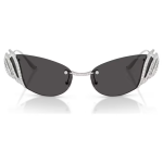 Sunglasses Cat-eye shape, Swan, Silver tone