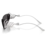 Sunglasses Cat-eye shape, Swan, Silver tone