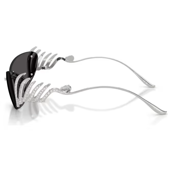Sunglasses Cat-eye shape, Swan, Silver tone