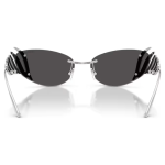 Sunglasses Cat-eye shape, Swan, Silver tone