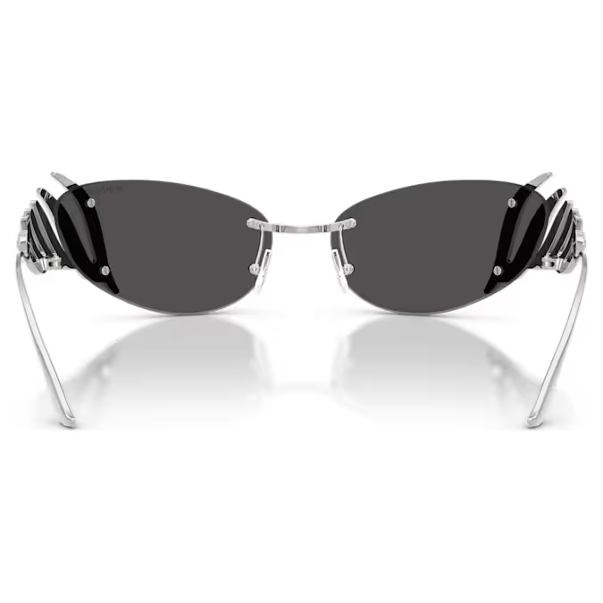 Sunglasses Cat-eye shape, Swan, Silver tone