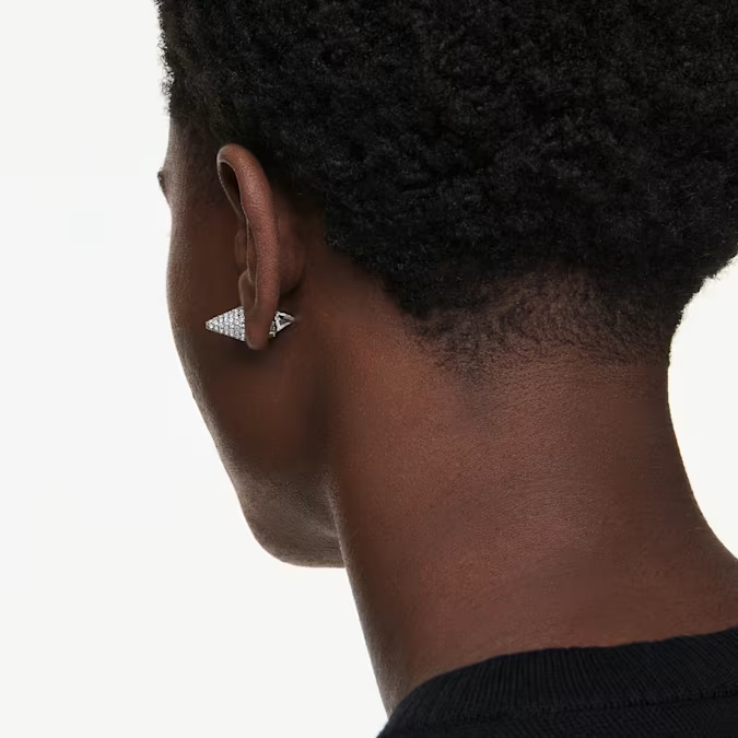 Sublima stud earrings Spike, White, Ruthenium plated
