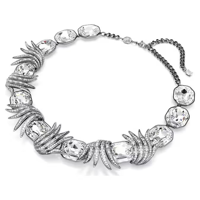 The Vienna Collection necklace Feather, White, Ruthenium plated