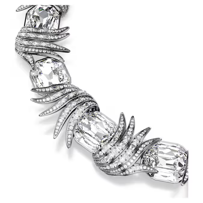 The Vienna Collection necklace Feather, White, Ruthenium plated