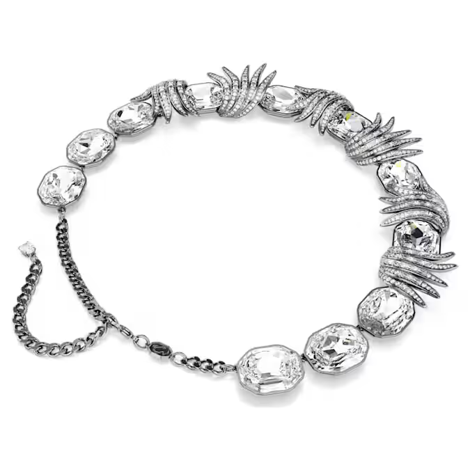 The Vienna Collection necklace Feather, White, Ruthenium plated