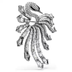 The Vienna Collection brooch Swan, White, Ruthenium plated