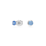 Silla stud earrings Round cut, Blue, Rhodium plated