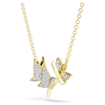 Idyllia Lilia necklace Butterfly, White, Gold-tone plated