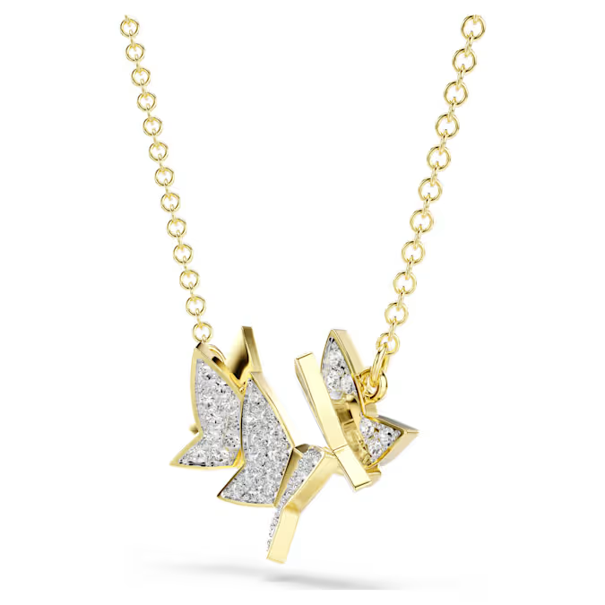 Idyllia Lilia necklace Butterfly, White, Gold-tone plated