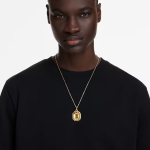 Lucent pendant, Octagon shape, Yellow, Gold-tone plated