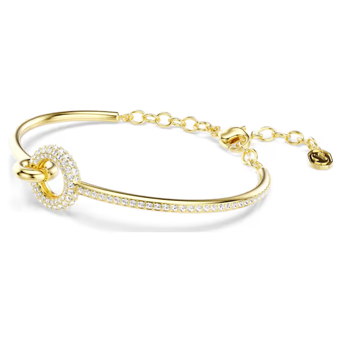 Dextera bangle Round cut, White, Gold-tone plated