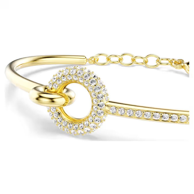 Dextera bangle Round cut, White, Gold-tone plated