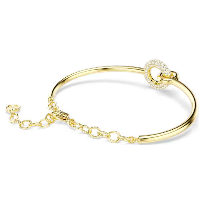 Dextera bangle Round cut, White, Gold-tone plated