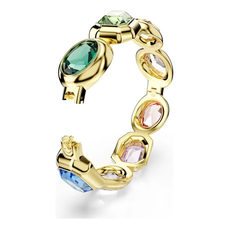 Gema cuff Oversized crystals, Mixed cuts, Multicolored, Gold-tone plated
