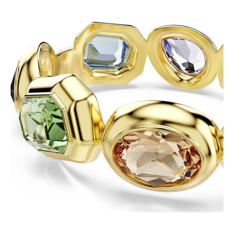 Gema cuff Oversized crystals, Mixed cuts, Multicolored, Gold-tone plated