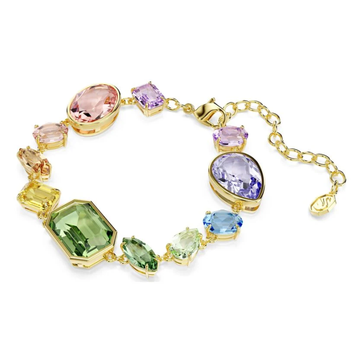 Gema bracelet Mixed cuts, Multicolored, Gold-tone plated