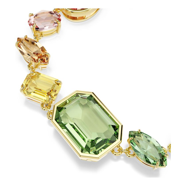 Gema bracelet Mixed cuts, Multicolored, Gold-tone plated