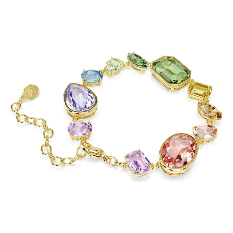 Gema bracelet Mixed cuts, Multicolored, Gold-tone plated