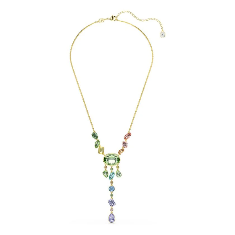 Gema Y necklace Mixed cuts, Multicolored, Gold-tone plated