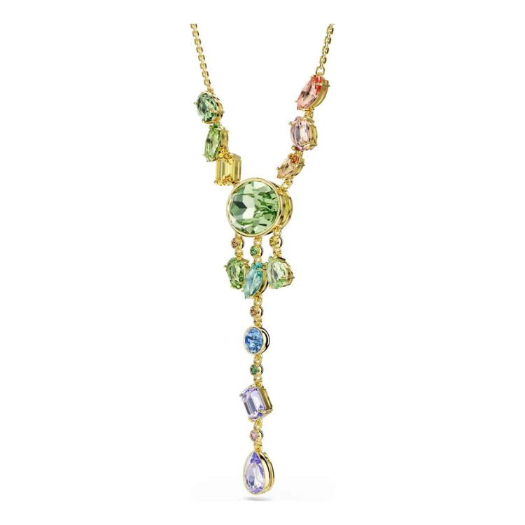 Gema Y necklace Mixed cuts, Multicolored, Gold-tone plated