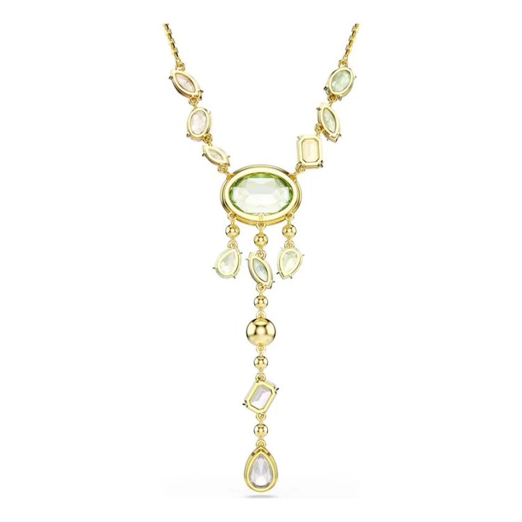 Gema Y necklace Mixed cuts, Multicolored, Gold-tone plated