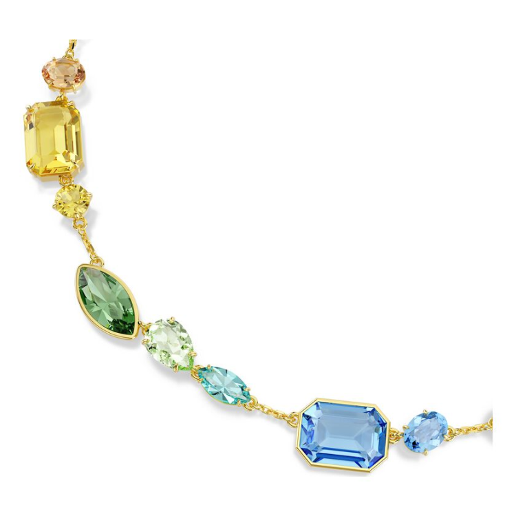 Gema necklace Mixed cuts, Multicolored, Gold-tone plated