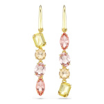 Gema drop earrings Asymmetrical design, Mixed cuts, Pink, Gold-tone plated
