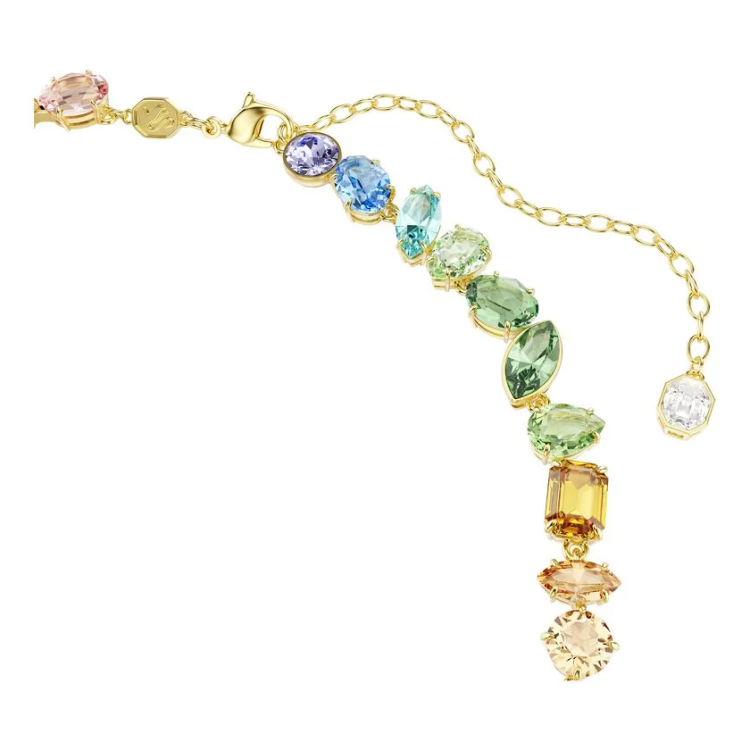 Gema necklace Mixed cuts, Dangling crystals, Multicolored, Gold-tone plated