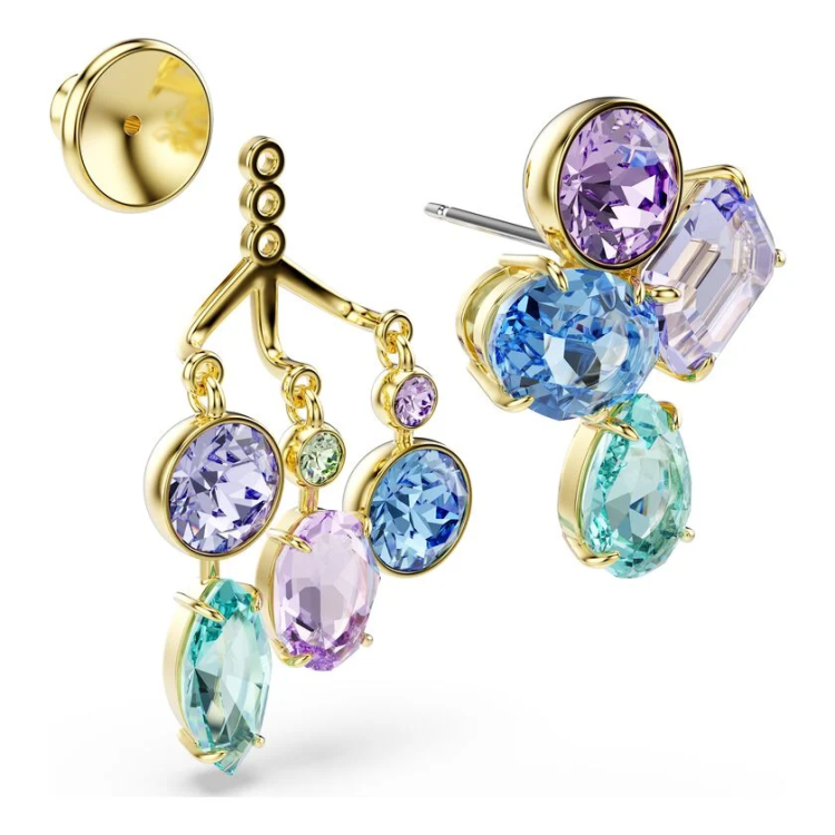 Gema earring jackets Mixed cuts, Multicolored, Gold-tone plated