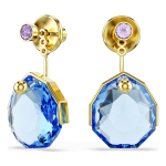 Gema earring jackets Blue, Gold-tone plated