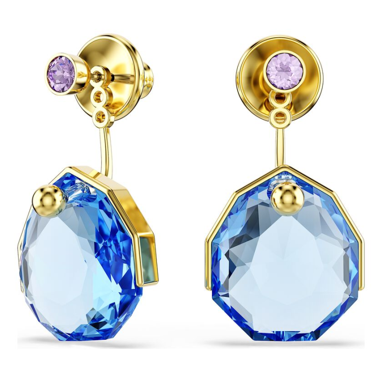 Gema earring jackets Blue, Gold-tone plated