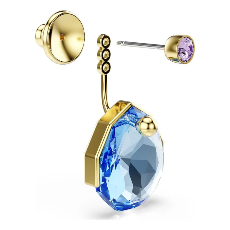 Gema earring jackets Blue, Gold-tone plated