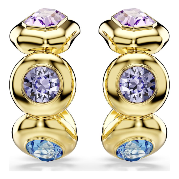 Gema hoop earrings Mixed cuts, Multicolored, Gold-tone plated