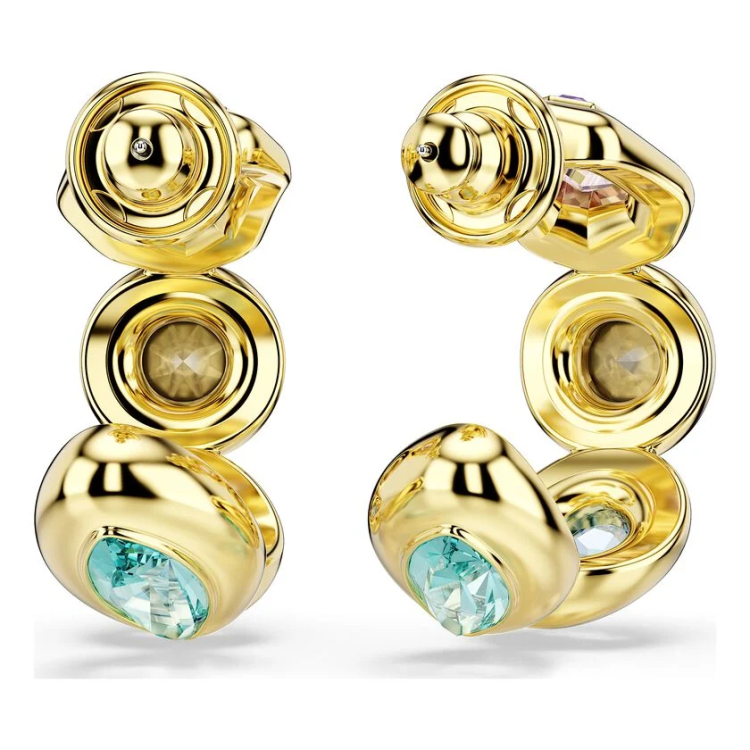 Gema hoop earrings Mixed cuts, Multicolored, Gold-tone plated