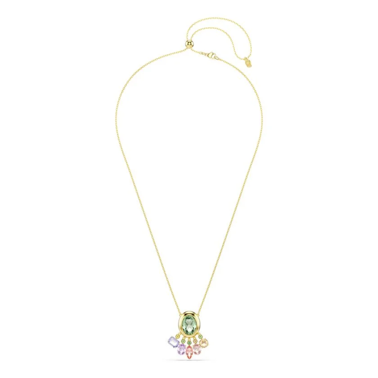 Gema pendant Mixed cuts, Dangling crystals, Multicolored, Gold-tone plated