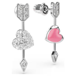 Idyllia drop earrings Mixed cuts, Heart with arrow, White, Rhodium plated