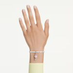 Idyllia charm Mixed cuts, Heart with key, White, Rhodium plated