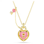 Idyllia pendant Mixed cuts, Heart, Key, Pink, Gold-tone plated