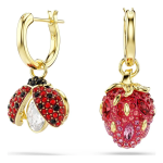 Idyllia drop earrings Set (3), Ladybug, Clover, Strawberry, Multicolored, Gold-tone plated