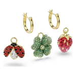 Idyllia drop earrings Set (3), Ladybug, Clover, Strawberry, Multicolored, Gold-tone plated