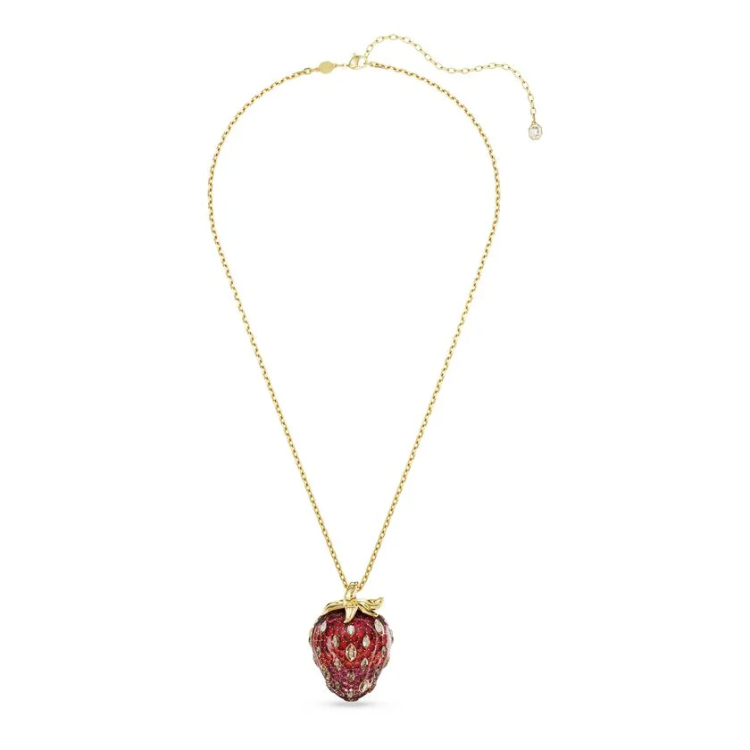 Idyllia pendant Mixed cuts, Strawberry, Red, Gold-tone plated