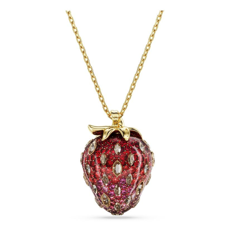 Idyllia pendant Mixed cuts, Strawberry, Red, Gold-tone plated
