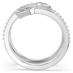 Idyllia motif ring Mixed cuts, Arrow, White, Rhodium plated