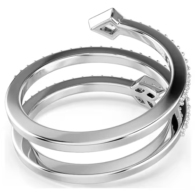 Idyllia motif ring Mixed cuts, Arrow, White, Rhodium plated