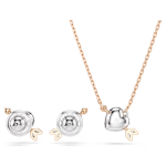 Idyllia set Mixed cuts, Heart with arrow, White, Rose gold-tone plated