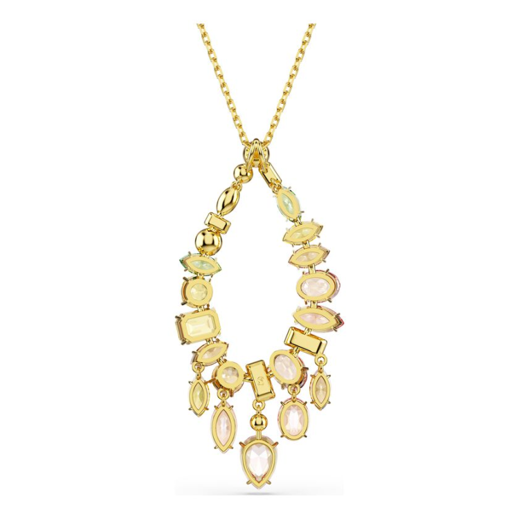 Gema pendant Mixed cuts, Multicolored, Gold-tone plated
